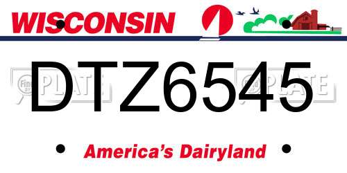 DTZ6545 Wisconsin License Plate