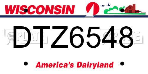 DTZ6548 Wisconsin License Plate