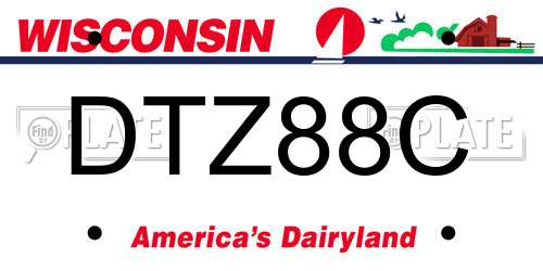 DTZ88C Wisconsin License Plate