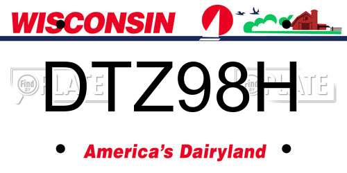 DTZ98H Wisconsin License Plate