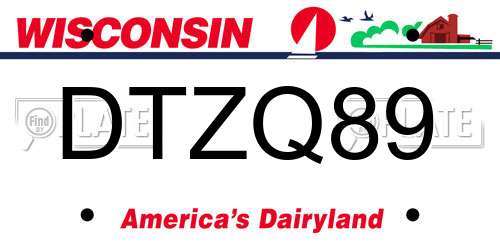 DTZQ89 Wisconsin License Plate