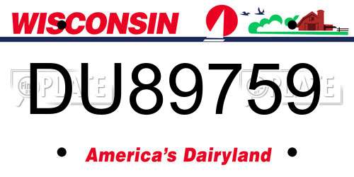 DU89759 Wisconsin License Plate