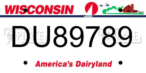 DU89789 Wisconsin License Plate