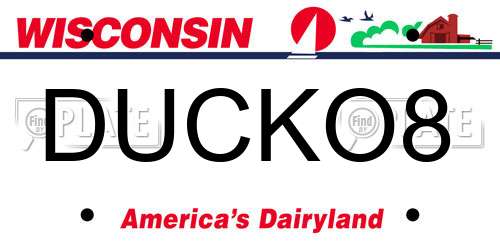 DUCKO8 Wisconsin License Plate