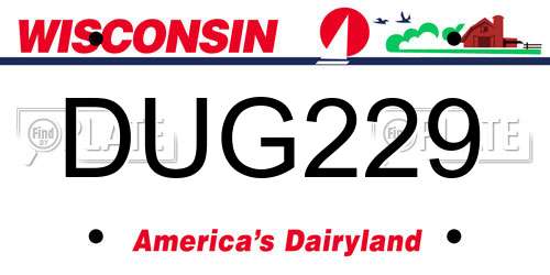 DUG229 Wisconsin License Plate