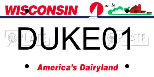 DUKE01 Wisconsin License Plate