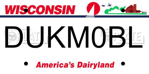 DUKM0BL Wisconsin License Plate