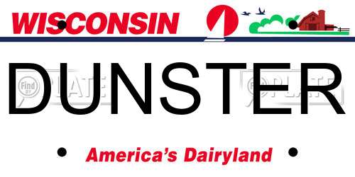 DUNSTER Wisconsin License Plate