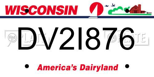 DV2I876 Wisconsin License Plate