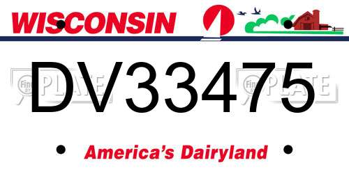 DV33475 Wisconsin License Plate