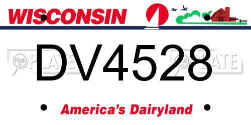 DV4528 Wisconsin License Plate