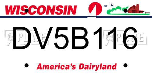 DV5B116 Wisconsin License Plate