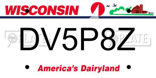 DV5P8Z Wisconsin License Plate
