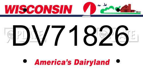 DV71826 Wisconsin License Plate