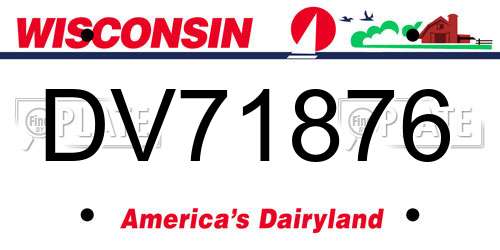 DV71876 Wisconsin License Plate