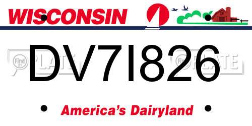 DV7I826 Wisconsin License Plate