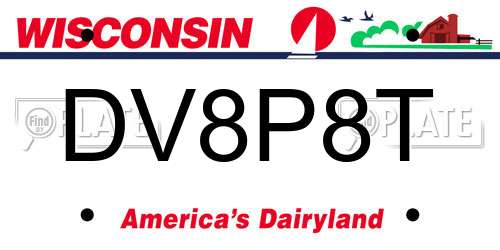 DV8P8T Wisconsin License Plate