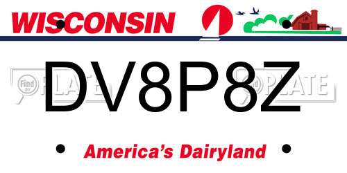 DV8P8Z Wisconsin License Plate