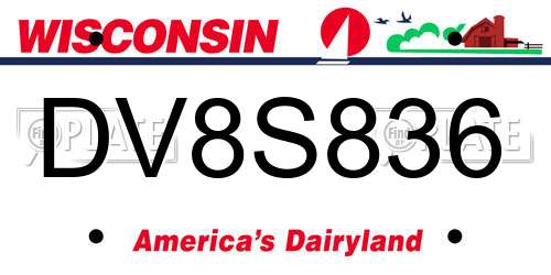 DV8S836 Wisconsin License Plate
