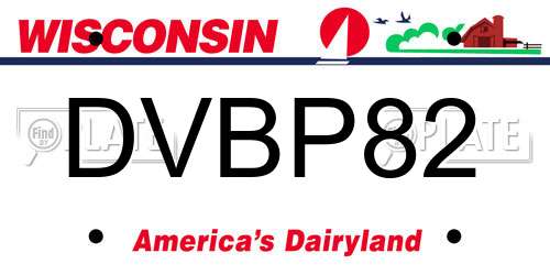 DVBP82 Wisconsin License Plate