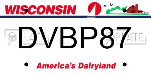 DVBP87 Wisconsin License Plate