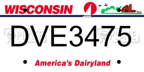 DVE3475 Wisconsin License Plate