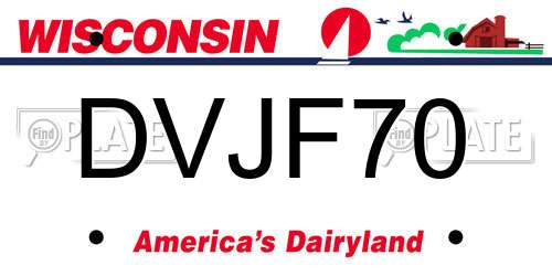 DVJF70 Wisconsin License Plate
