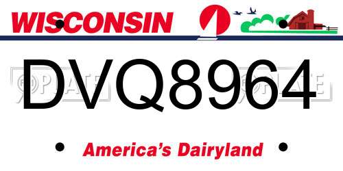 DVQ8964 Wisconsin License Plate