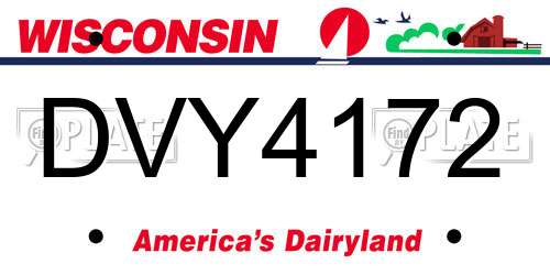 DVY4172 Wisconsin License Plate