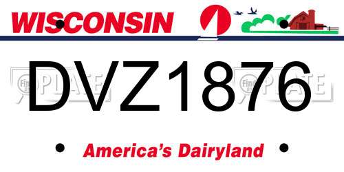 DVZ1876 Wisconsin License Plate
