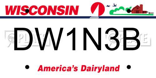 DW1N3B Wisconsin License Plate