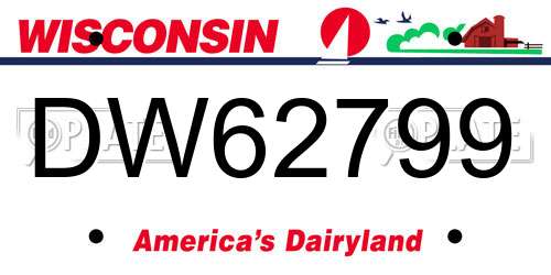 DW62799 Wisconsin License Plate