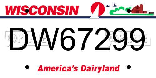 DW67299 Wisconsin License Plate