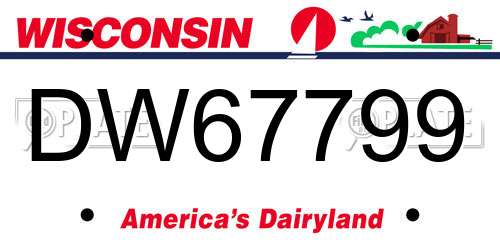 DW67799 Wisconsin License Plate
