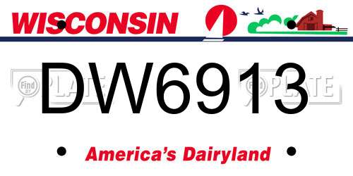 DW6913 Wisconsin License Plate