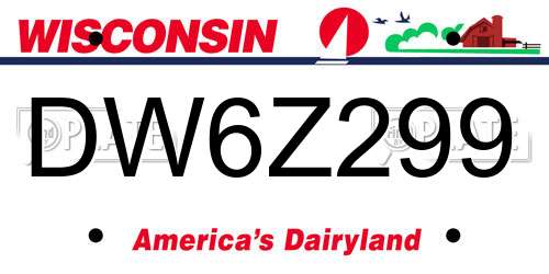 DW6Z299 Wisconsin License Plate