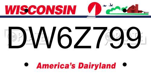 DW6Z799 Wisconsin License Plate
