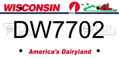 DW7702 Wisconsin License Plate