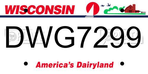 DWG7299 Wisconsin License Plate