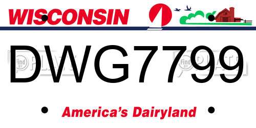 DWG7799 Wisconsin License Plate