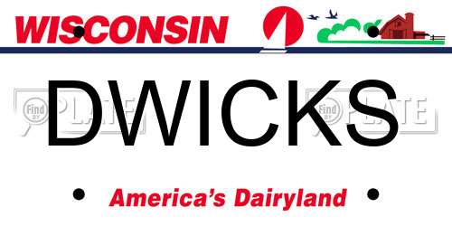 DWICKS Wisconsin License Plate