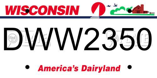 DWW2350 Wisconsin License Plate