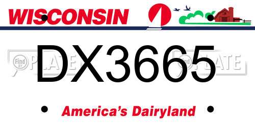 DX3665 Wisconsin License Plate