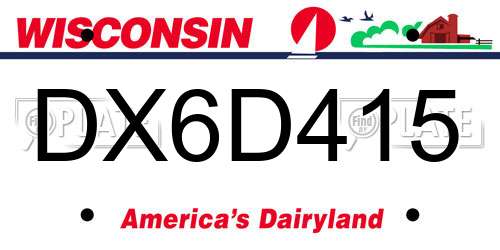 DX6D415 Wisconsin License Plate