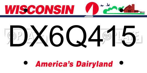 DX6Q415 Wisconsin License Plate
