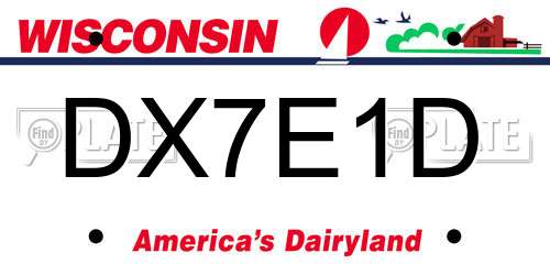 DX7E1D Wisconsin License Plate