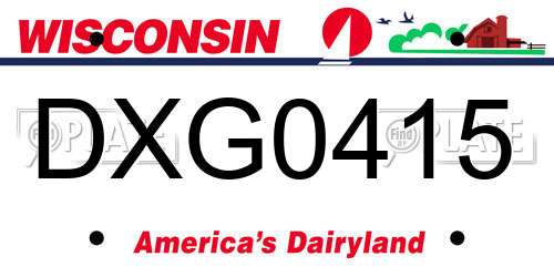 DXG0415 Wisconsin License Plate