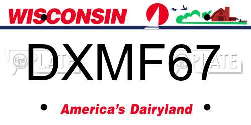 DXMF67 Wisconsin License Plate