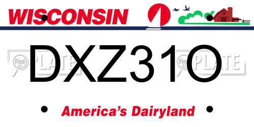 DXZ31O Wisconsin License Plate