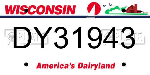 DY31943 Wisconsin License Plate